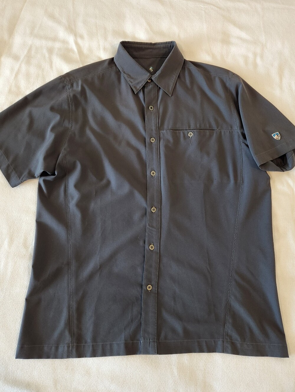 Kuhl Tufflex Renegade Button Up Short Sleeve Shirt Gray Medium